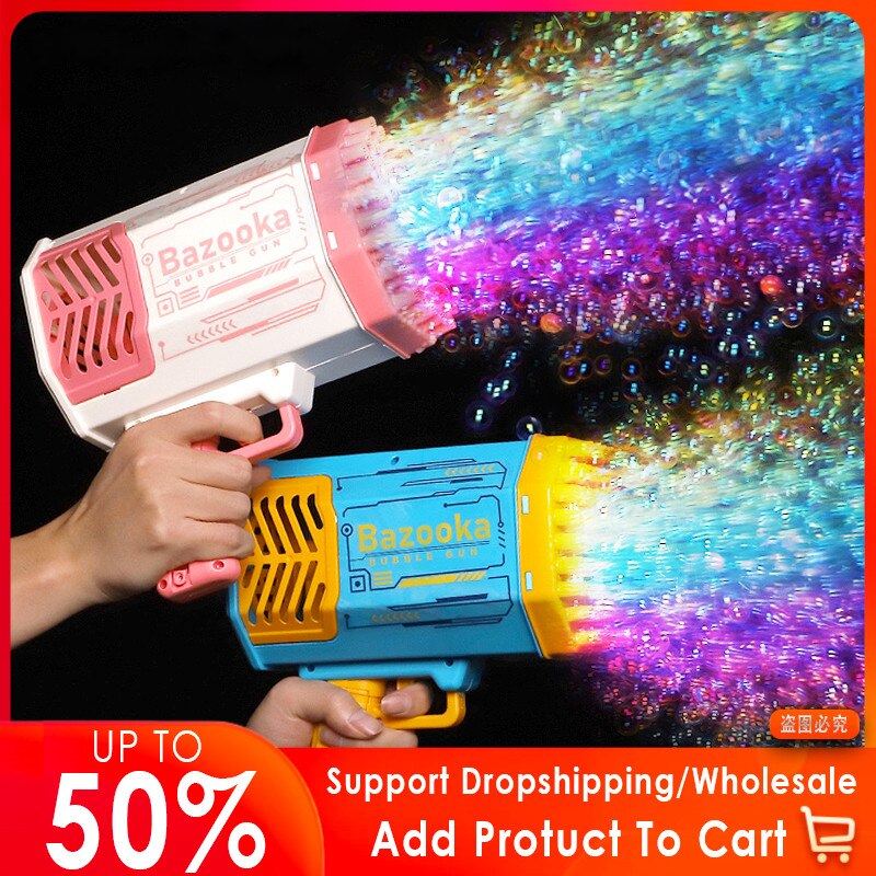 Bubble Gun Rocket 69 Holes Soap Bubbles Machine Gun