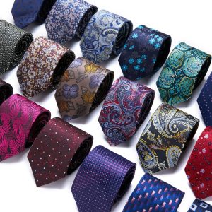 Fashionable Men's Tie 7.5cm Blue Necktie Green & Orange Silk Gravatas For Men
